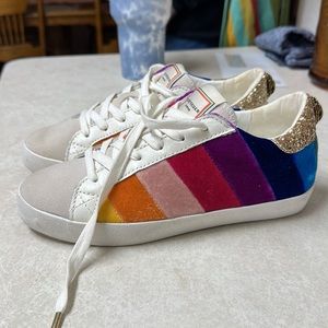 Kurt Geiger Velvet Rainbow Stripe Sneaker
